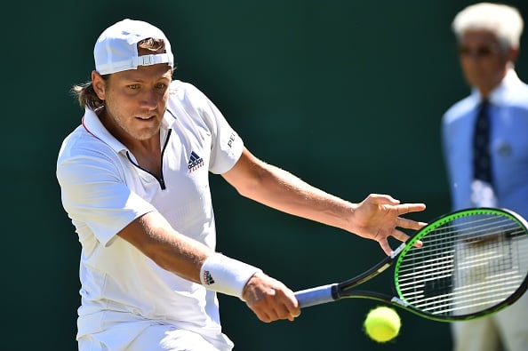 Lucas Pouille plays a return to Denis Kudla (Photo: Glyn Kirk/Getty Images)