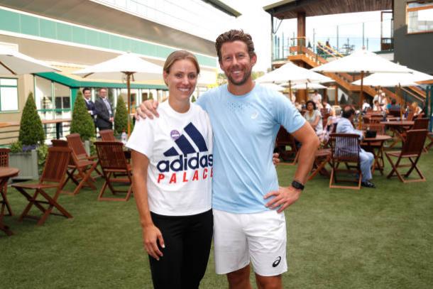 Kerber with coach Wim Fissette following her triumph at Wimbledon yesterday (Getty/Julian Finney)