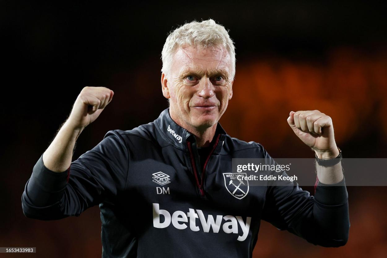 David Moyes after his side beat Luton. (Photo by Eddie Keogh/Getty Images)