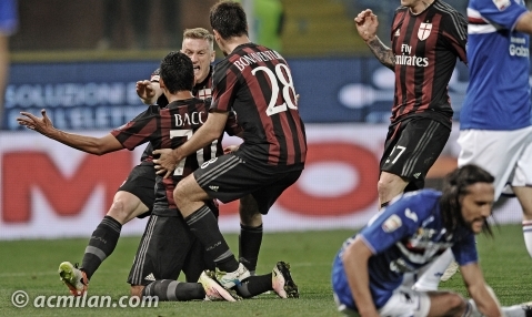 Bacca celebra el gol que le da la victoria al AC Milan. Foto: acmilan.com