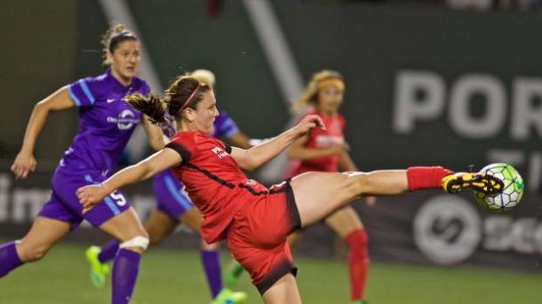 Lindsey Horan (Center) will be looking for their third goal of the season. Photo provided by the Portland Thorns. 