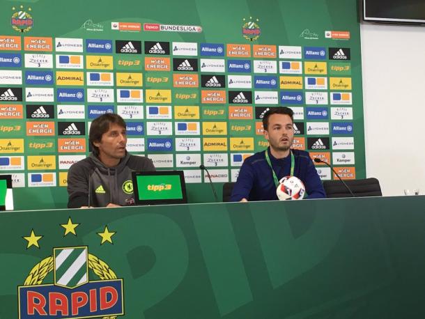 Conte in his post-match presser. | Image credit: Rapid Vienna