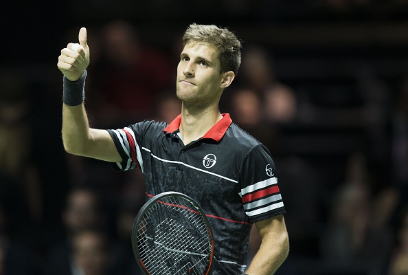 Martin Klizan after a win in Rotterdam last year (AFP/ Koen Suyk)