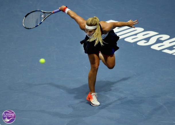 Dominika Cibulkova looked to be playing her best tennis today | Photo: WTA St. Petersburg Ladies Trophy (Formula TX)