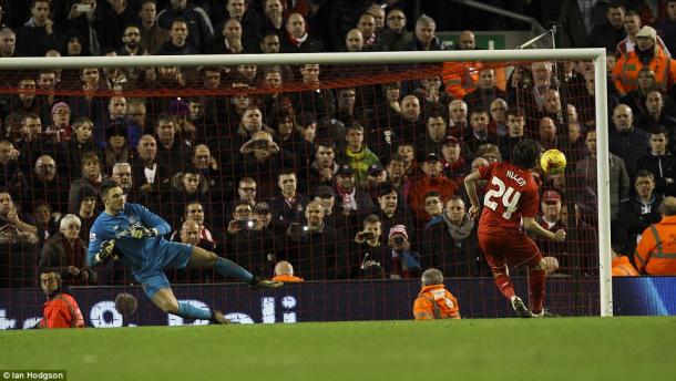 Joe Allen's penalty sent Liverpool to the final (photo: Ian Hodgson)