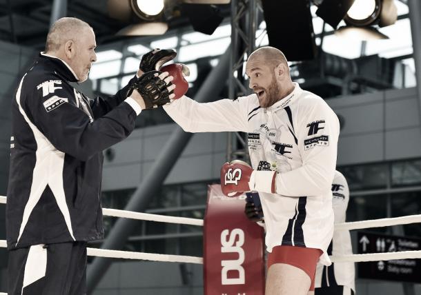 Fury training ahead of his first fight with Klitschko.  Credit: Martin Meissner, AP Photo