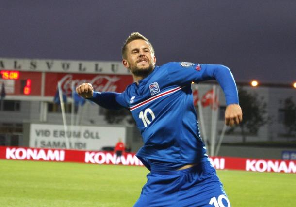 After 11 goals from midfield this season, Gylfi Sigurdsson is certainly Iceland's danger man. (Photo: visir.is)