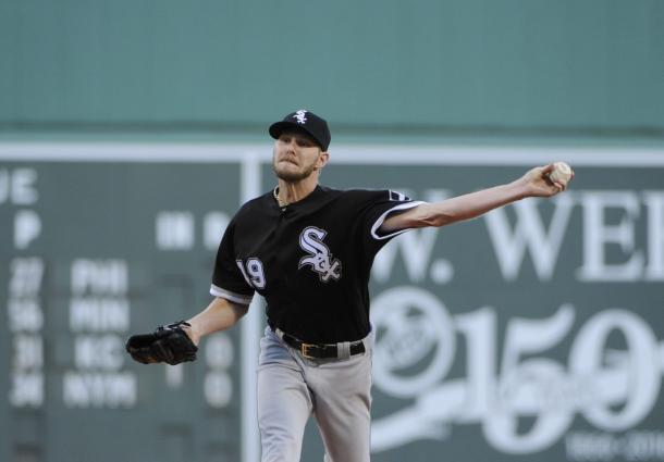 Chris Sale pitching at his now new home of Fenway Park on June 21/Photo: Bob DeChiara/USA Today Sports