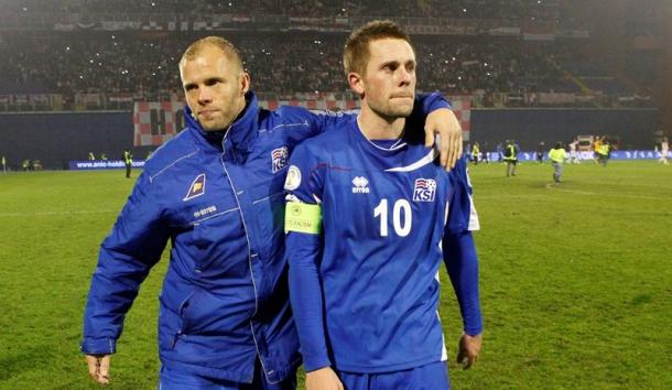 As Gudjohnsen (left) nears retirement and Sigurdsson (right) enters his prime, are Iceland witnessing the changing of the guard? (Photo: VÍSIR/VILHELM)