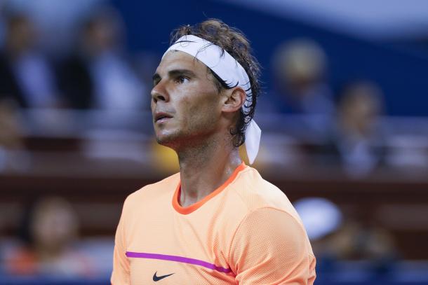 Nadal during his second round match in Shanghai (Photo by Lintao Zhang/Getty Images)