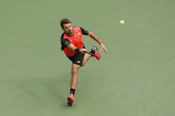 Wawrinka reaches for a forehand (Photo by Lintao Zhang/Getty Images)