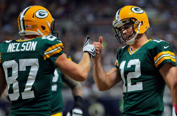 Aaron Rodgers and Jordy Nelson will be back as a duo in 2016 after Nelson missed the entire 2015 campaign due to injury. | Photo: Doug Pensinger/Getty Images