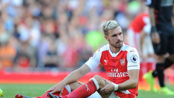 Ramsey en el momento de su lesión. Foto: Arsenal