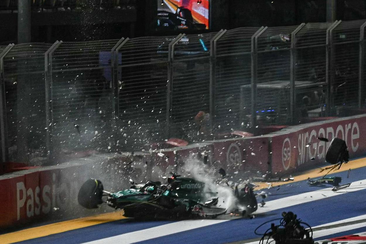 Accidente de Lance Stroll. / Fuente: Twitter @F1