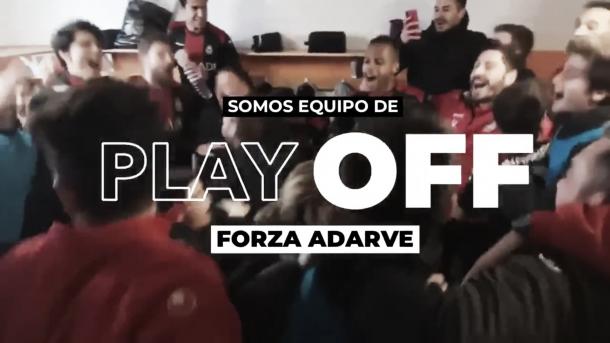 La AD Unión Adarve celebra con un vídeo que es equipo de play-off. Foto: Twitter de la AD Unión Adarve (@UnionAdarve).