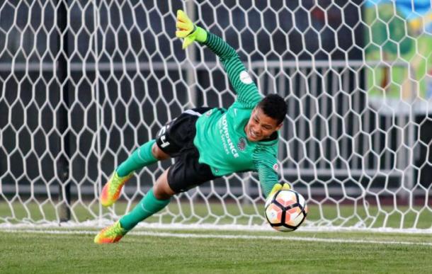 Adrianna Franch against Sky Blue FC last season | Photo: Portland Thorns 