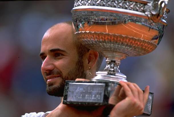 Andre Agassi after completing the Career Grand Slam at the French Open in 1999 (Getty/Al Bello)