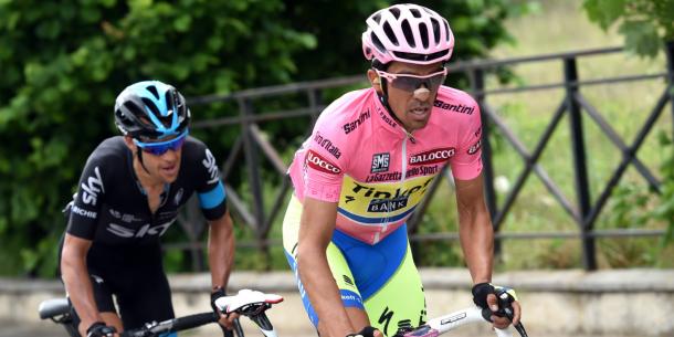 Contador, con la maglia rosa del Giro de Italia. | Foto: Velonews