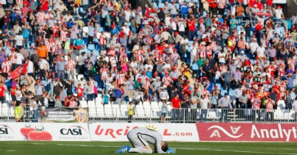 Remiro, desolado al término del encuentro contra el Almería. | Foto: LA LIGA