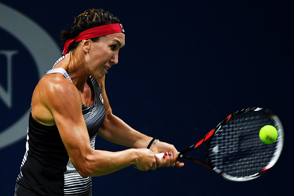 Jelena Jankovic in action during her US Open defeat to Carla Suarez Navarro (Getty/Alex Goodlett)