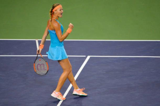 Kristina Mladenovic in action at Indian Wells (Getty/Alex Goodlett)