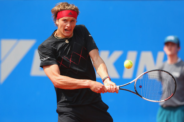 Photo Source: Alexander Hassenstein/Getty Images-Alexander Zverev hits a backhand winner.