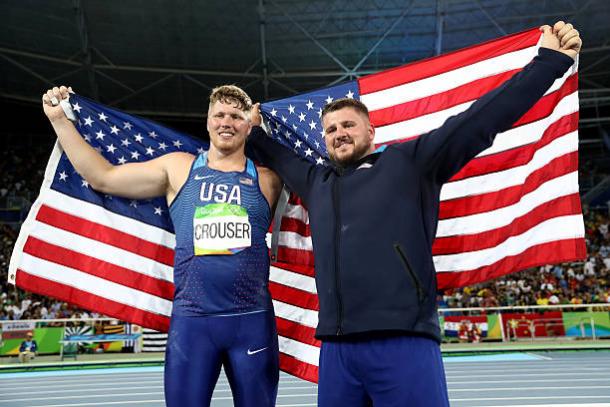 Crouser and Kovacs together at Rio 2016 (Getty/Alexander Hassenstein)