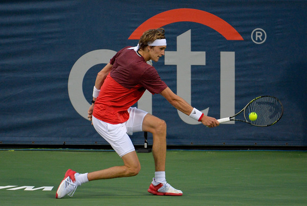 Alexander Zverev slices a backhand at the Citi Open in Washington D.C./Getty Images