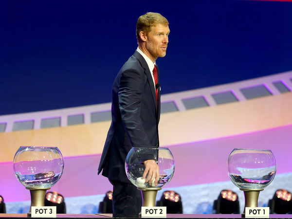 Lalas drawing from the final pot of nations, Pot 2, at the Hammerstein Ballroom Sunday night (Photo: Getty Images).