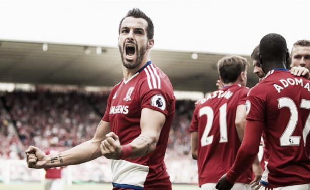 Alvaro Negredo celebreates his first Premier League goal since 2013 | Photo: Getty Images