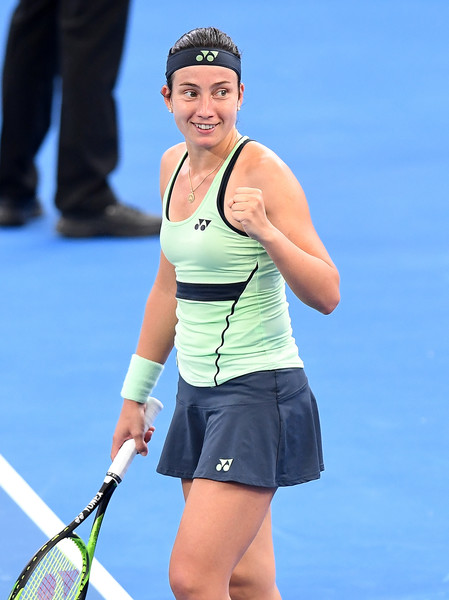 Anastasija Sevastova celebrates her excellent win | Photo: Bradley Kanaris/Getty Images AsiaPac