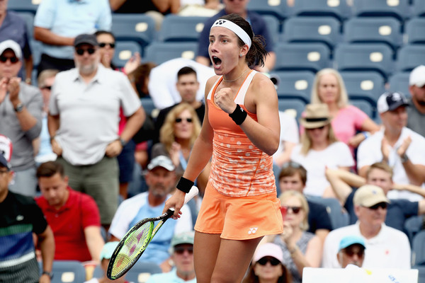 Anastasija Sevastova celebrates winning the match | Photo: Al Bello/Getty Images North America