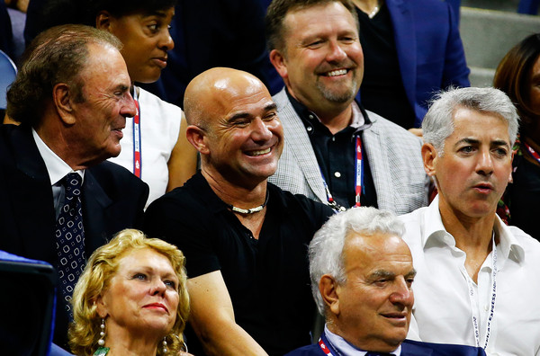 Agassi (center) in attendance at the 2015 U.S. Open (Photo: Al Bello/Getty Images North America)