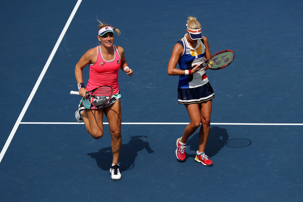 Babos and Hlavackova in action at the US Open, where they fell in the quarterfinals | Photo: Elsa/Getty Images North America