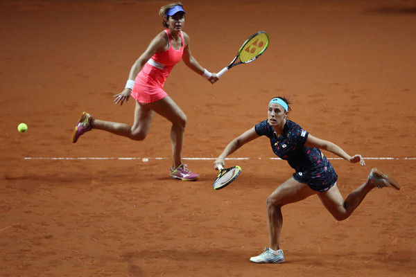 Klepac and Martinez Sanchez in action at the Porsche Tennis Grand Prix, where they reached the last four | Photo: Alex Grimm/Getty Images Europe