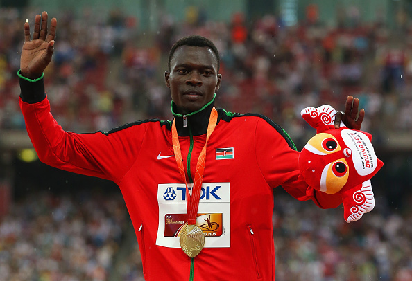 Nicholas Bett receives his Gold medal at the 2015 World Championships (Getty/Andy Lyons)