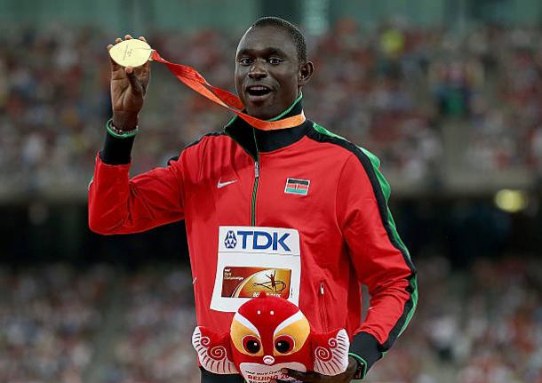 David Rudisha after winning his second world title in Beijing in 2015 (Getty/Andy Lyons)