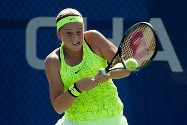 Jelena Ostapenko in action at the US Open in 2016 (Getty/Andy Lyons)