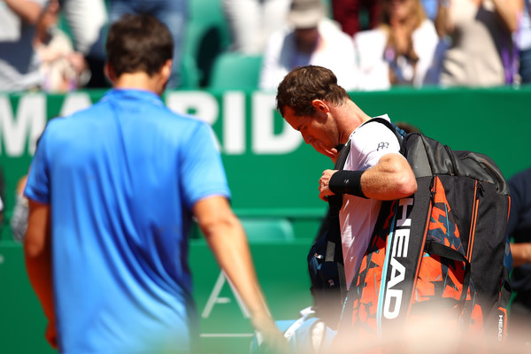 Murray exits the court after a painful defeat at the Monte Carlo Rolex Masters (Photo: Clive Brunskill/Getty Images Europe)