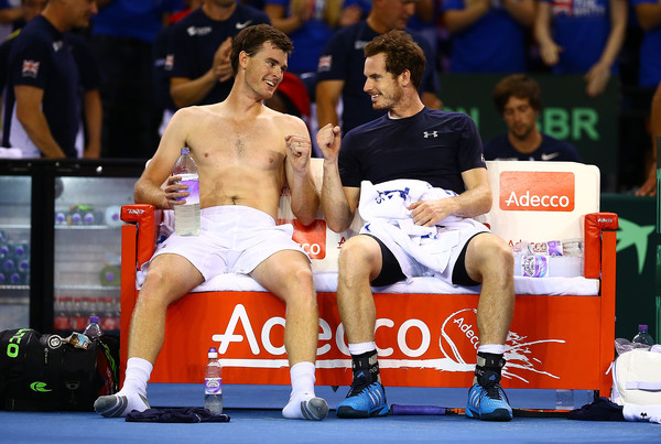 The Murray brothers after their Davis Cup semifinal win in 2015 (Photo by Steve Welsh/Getty Images)