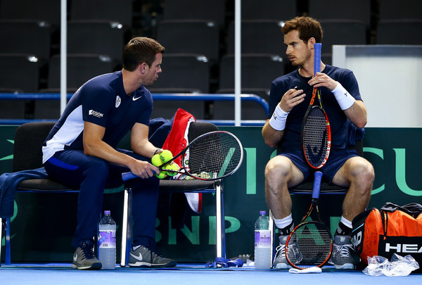 Smith and Murray at practice ahead of Britain's Davis Cup tie against Japan last year (Photo by Jordan Mansfield/Getty Images)