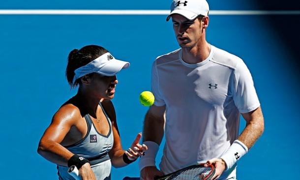 Heather Watson and Andy Murray in action during last year's Hopman Cup (Source: The Guardian ) 