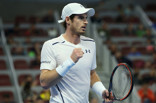 Murray celebrates a point (Photo by Emmanuel Wong/Getty Images)