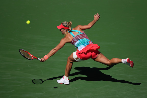 Kerber retrieves a backhand. Photo: Sean M Haffey/Getty Images