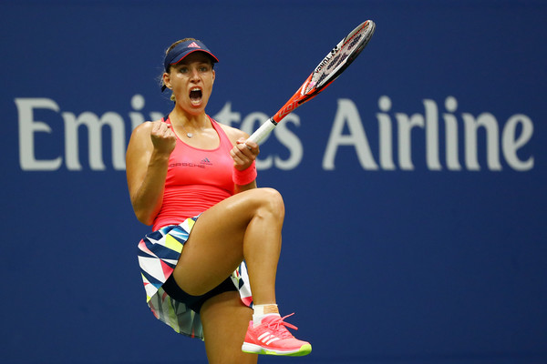 Angelique Kerber celebrates after hitting a stunning forehand winner down-the-line at 3-3, 30-30, in the decider against Karolina Pliskova during the final of the 2016 U.S. Open. | Photo: Al Bello/Getty Images North America