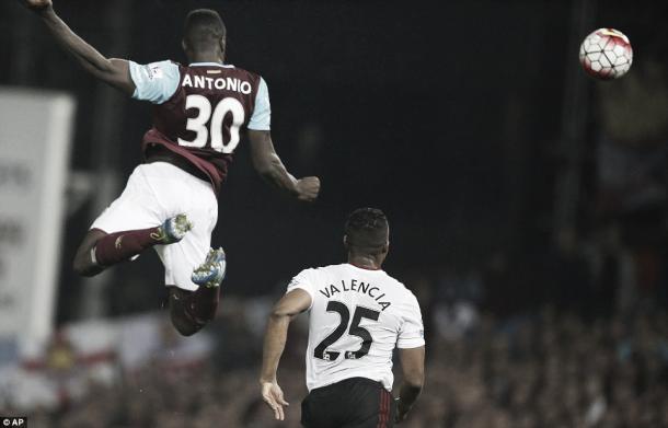 Above: Michail Antonio scoring in West Ham United's 3-2 win over Manchester United | Photo: AP