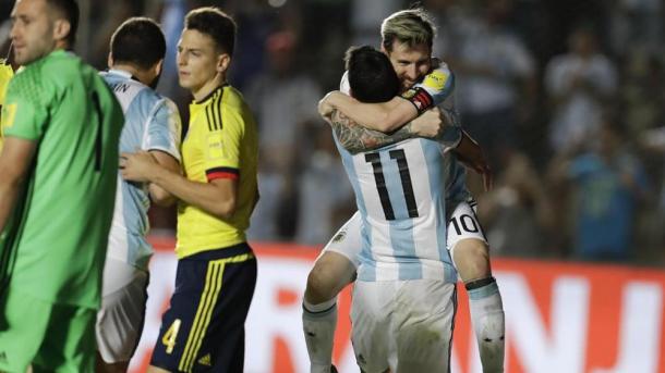 Messi e Di Maria esultano dopo il gol del 3-0 (Fonte foto: La Repubblica)