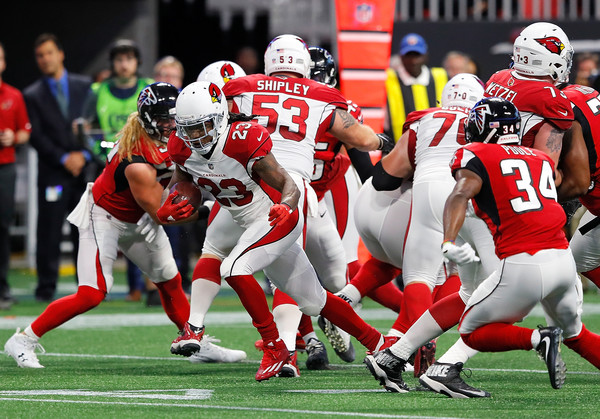Chris Johnson #23 of the Arizona Cardinals rushes against the Atlanta Falcons |Source: Kevin C. Cox/Getty Images North America|