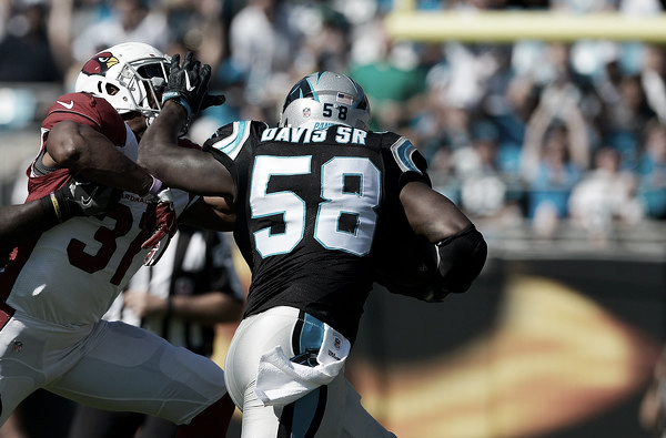 Thomas Davis returned a fumble for a touchdown in the opening drive of the game against the Arizona Cardinals [Source: Grant Halverson/Getty Images North America] 