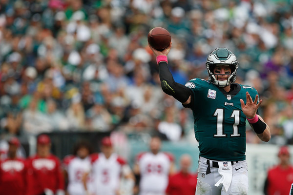 Quarterback Carson Wentz #11 of the Philadelphia Eagles throws a pass against the Arizona Cardinals. |Source: Rich Schultz/Getty Images North America|